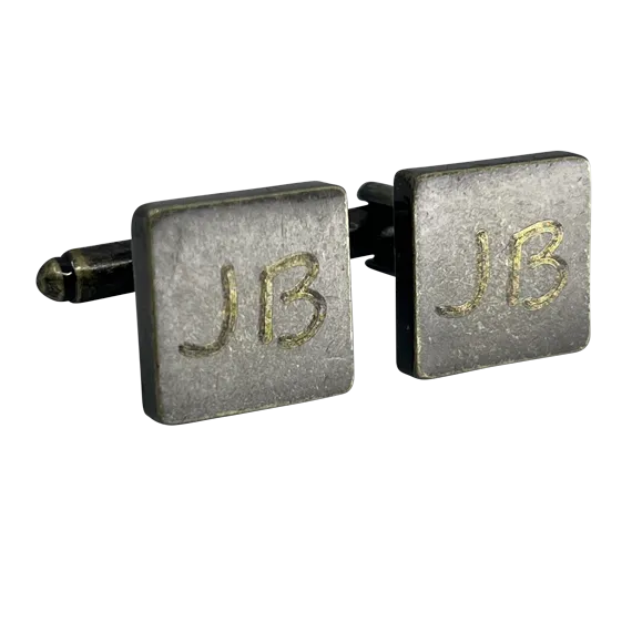 Personalised Engraved Antique Gold Square Cufflinks