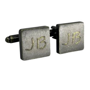 Personalised Engraved Antique Gold Square Cufflinks