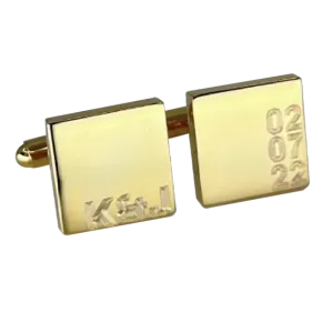 Personalised Engraved Initial and Date Gold Cufflinks