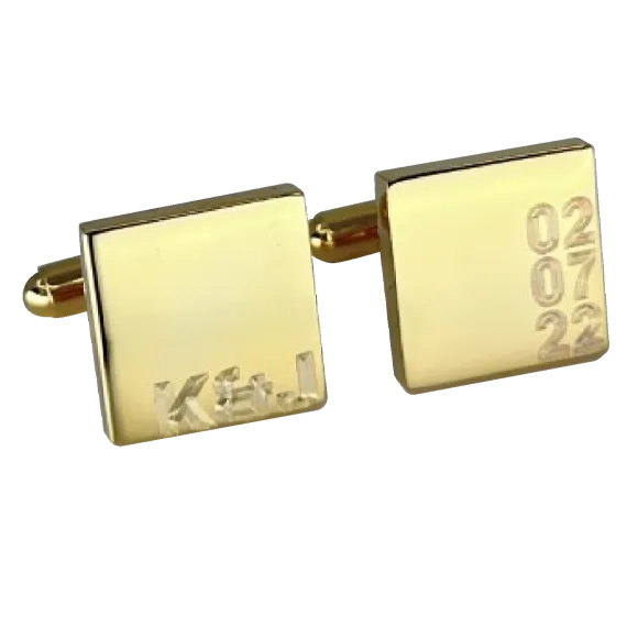 Personalised Engraved Initial and Date Gold Cufflinks