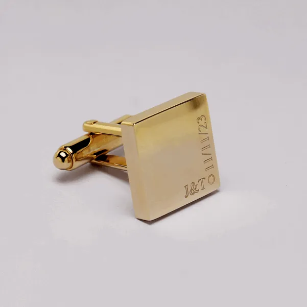 Personalised Engraved Initial and Date Gold Cufflinks