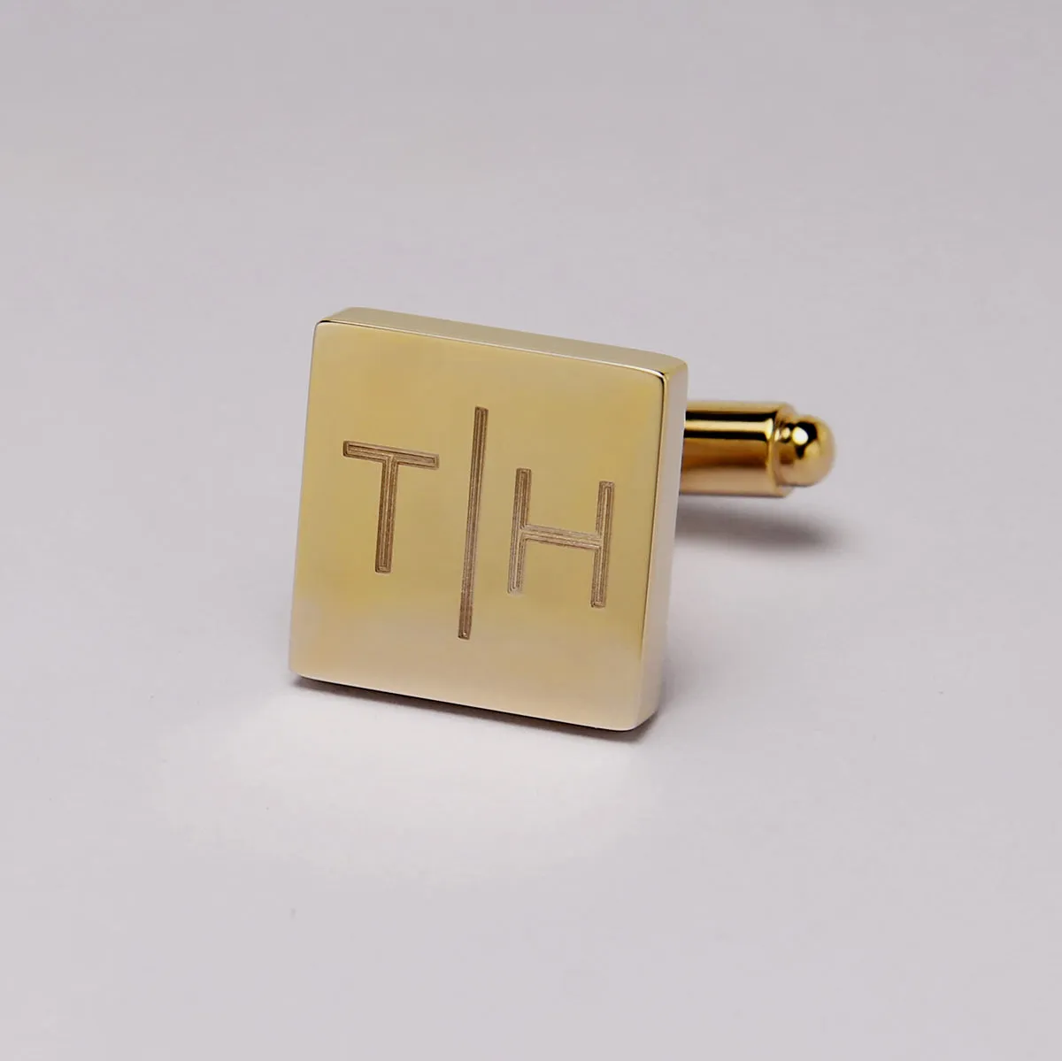 Personalised Engraved Split Letter Square Gold Cufflinks