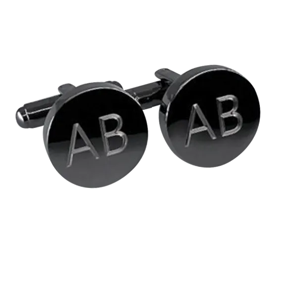 Personalised Gunmetal Engraved Round Cufflinks