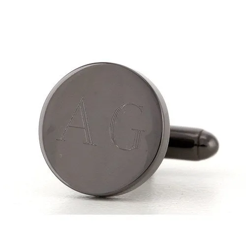 Personalised Gunmetal Engraved Round Cufflinks