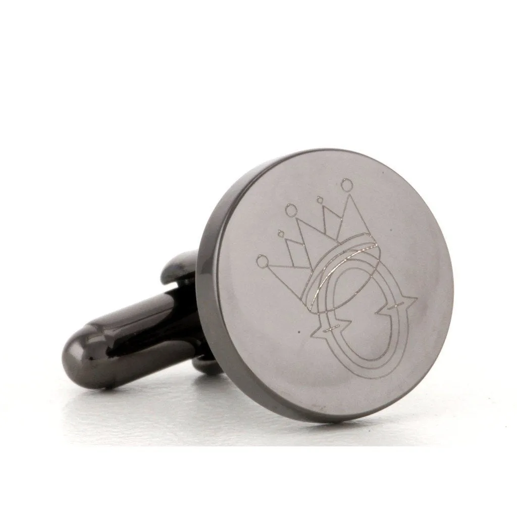 Personalised Gunmetal Engraved Round Cufflinks