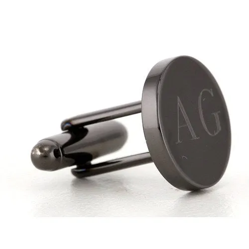 Personalised Gunmetal Engraved Round Cufflinks