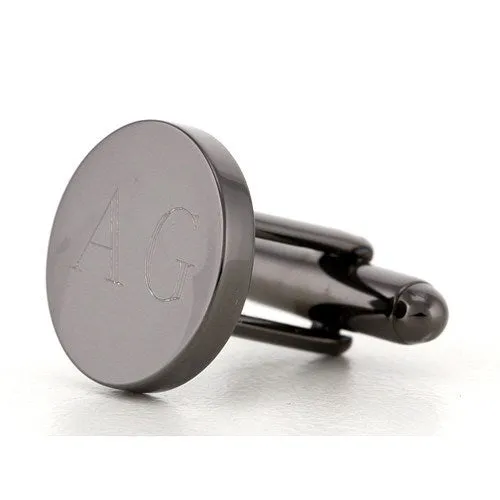 Personalised Gunmetal Engraved Round Cufflinks