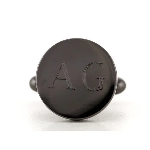 Personalised Gunmetal Engraved Round Cufflinks