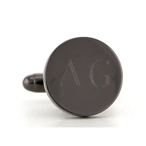 Personalised Gunmetal Engraved Round Cufflinks