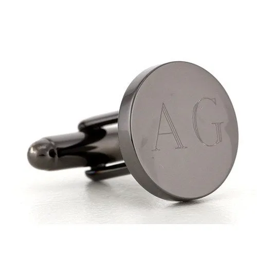 Personalised Gunmetal Engraved Round Cufflinks