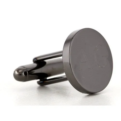 Personalised Gunmetal Engraved Round Cufflinks