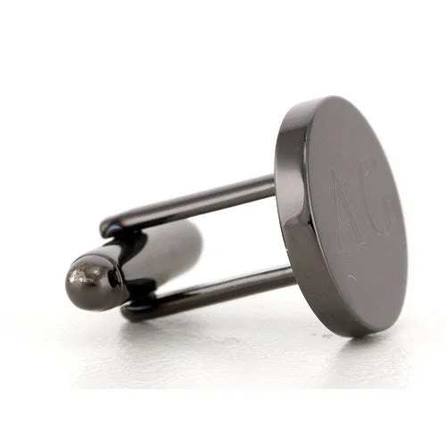 Personalised Gunmetal Engraved Round Cufflinks