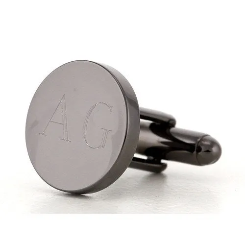 Personalised Gunmetal Engraved Round Cufflinks