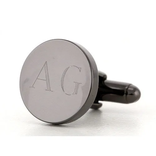 Personalised Gunmetal Engraved Round Cufflinks