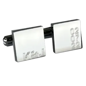 Personalised Silver Engraved Initial and Date Cufflinks