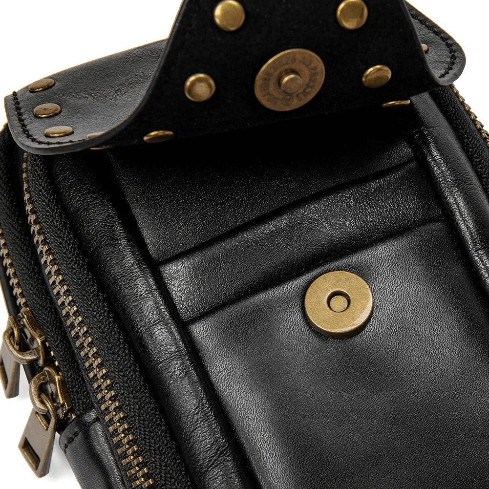 Punk Gothic Small Bag With Shoulder Strap / Fashion Motorcycle Bag With Skull and Rivets