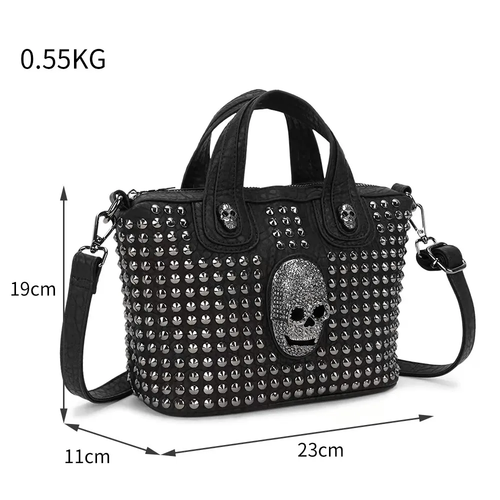 Punk Rivets Big Capacity Handbag / Fashion Metal Skeleton Shoulder Crossbody Bag