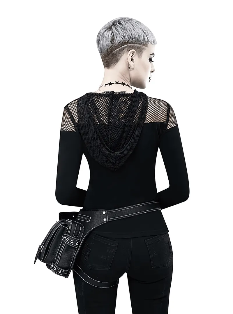 Punk Rock Chain Waist Bag With Leg Strap / Motorcycle Shoulder Crossbody Bag