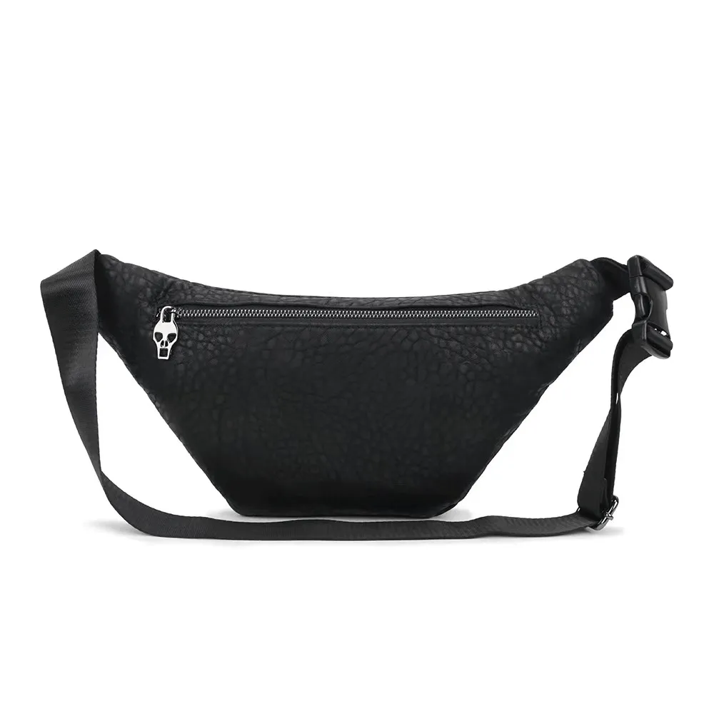 Punk Skull Studded Solid Color Waistbag / Unisex Adjustable Strap Pack Bag