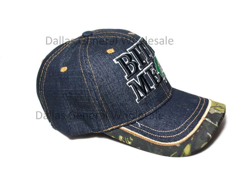 "Bass Bite Me" Casual Denim Caps Wholesale