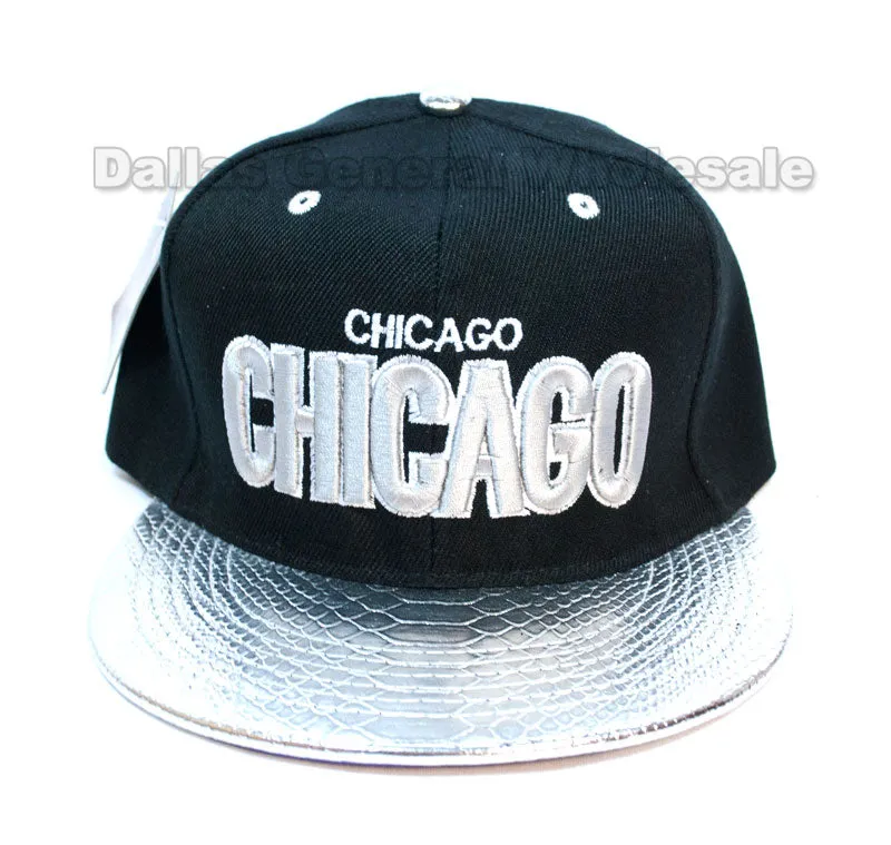 "Chicago" Flat Bill Snap Back Caps Wholesale