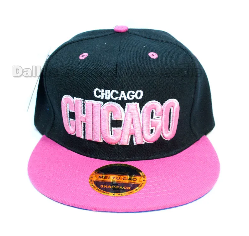 "Chicago" Flat Bill Snap Back Caps Wholesale