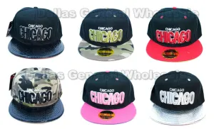 "Chicago" Flat Bill Snap Back Caps Wholesale