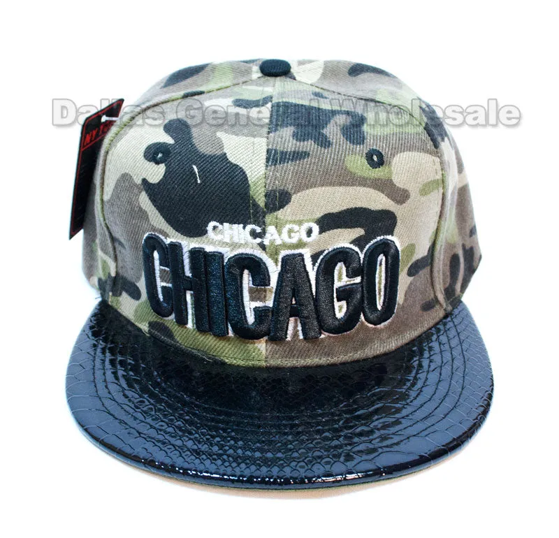 "Chicago" Flat Bill Snap Back Caps Wholesale