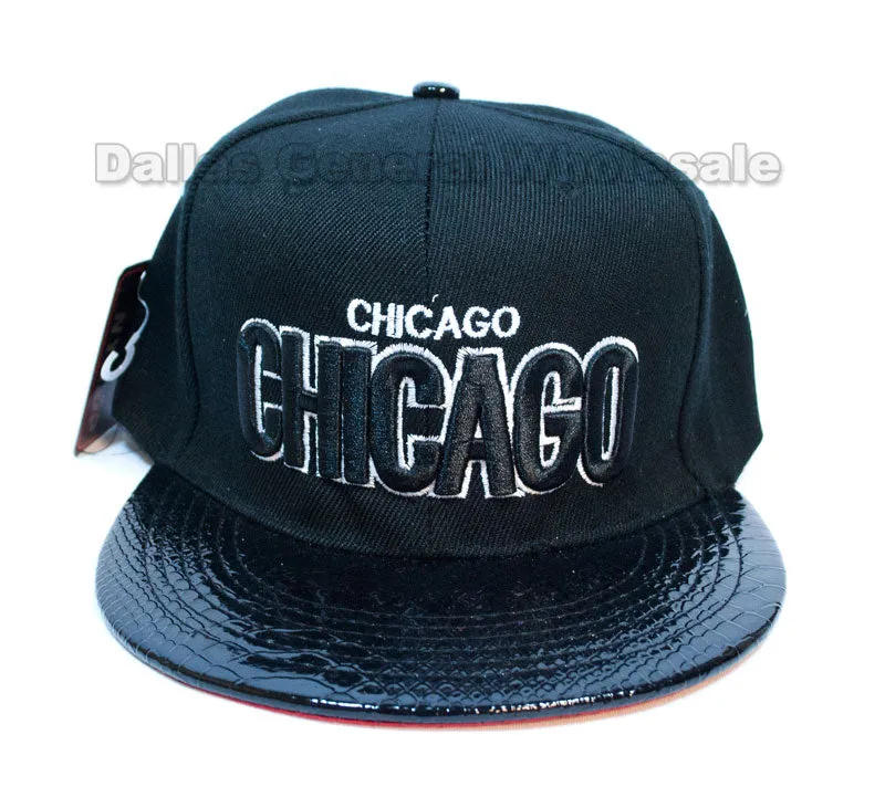 "Chicago" Flat Bill Snap Back Caps Wholesale