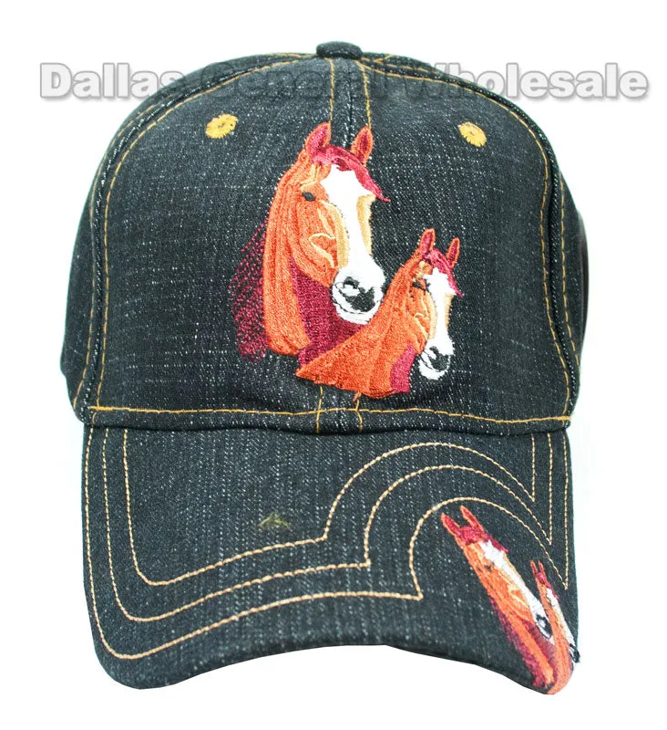 "Horses" Denim Casual Caps Wholesale