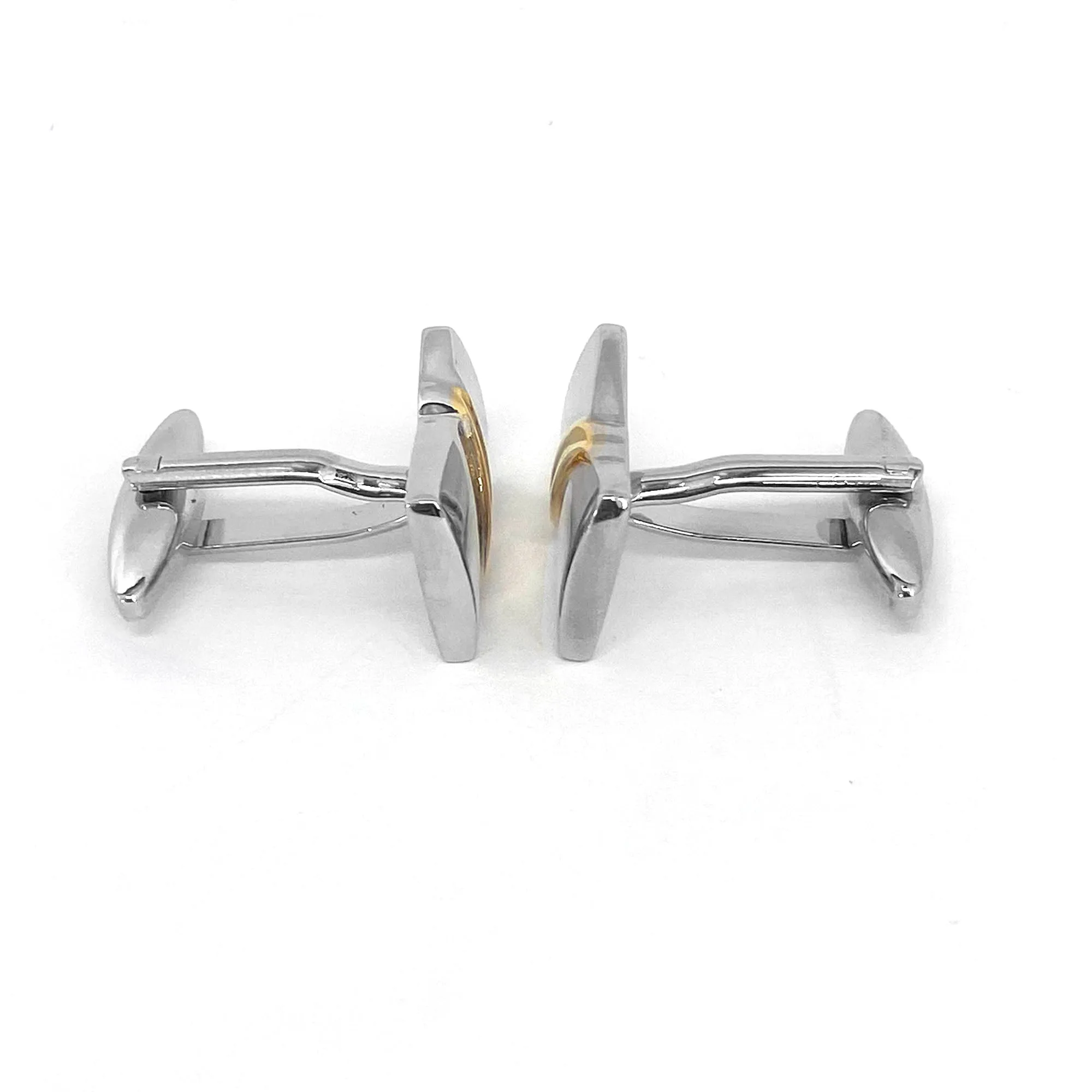 Rectangle silver with Gold knot  Cufflinks