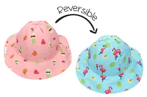 Reversible Baby & Kids Patterned Sun Hat - Flamingo | Fruit