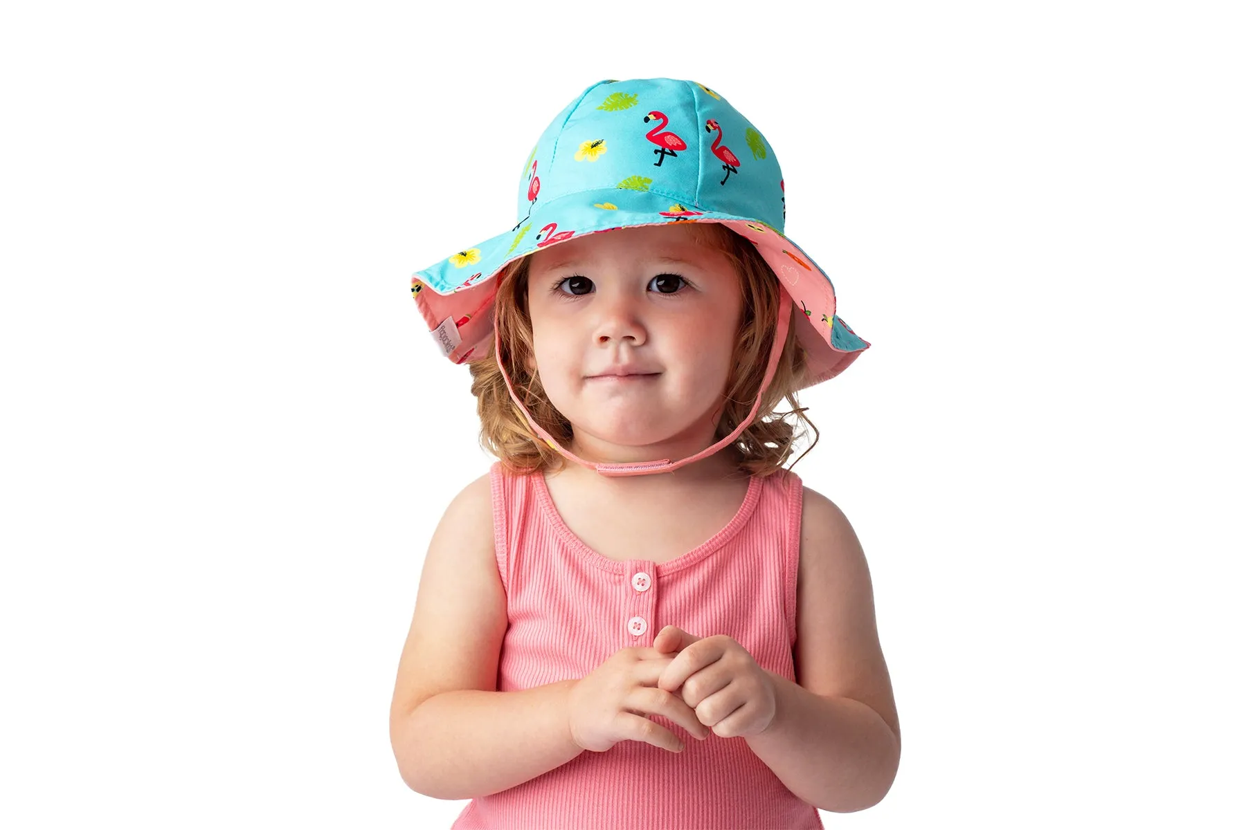 Reversible Baby & Kids Patterned Sun Hat - Flamingo | Fruit