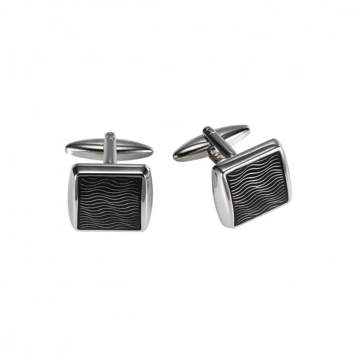 Rhodium/Black epoxy cufflinks