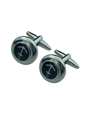 Round Silver Cufflinks With Anchor Enamel