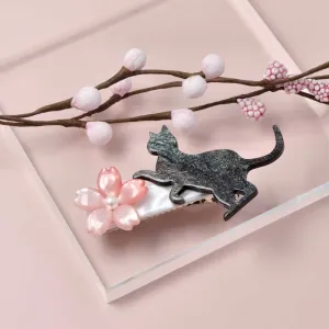 Sakura and Naughty Cat Hair Clip