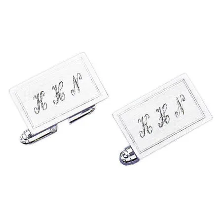 Satin Finish with Polished Edge Rhodium Monogram Cufflinks