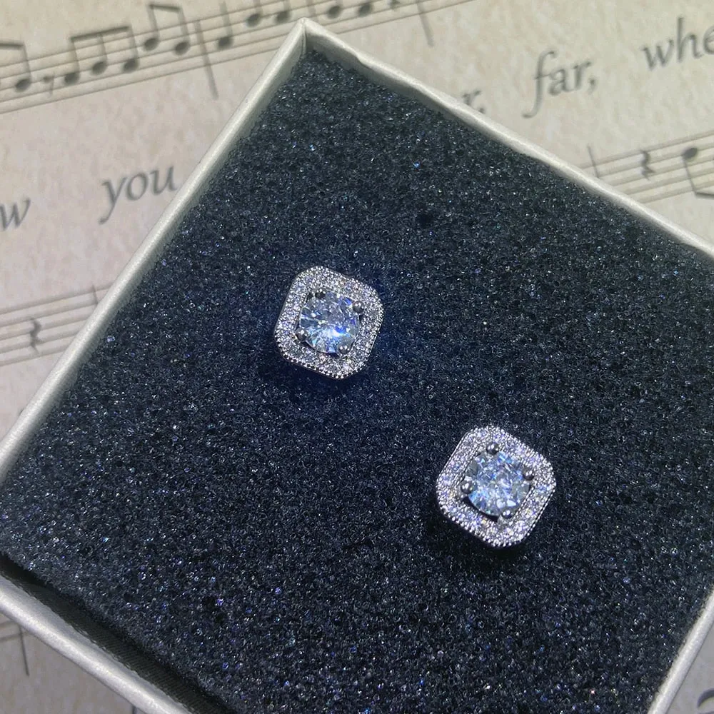 Silver Classic Round Cubic Zirconia Stud Earrings