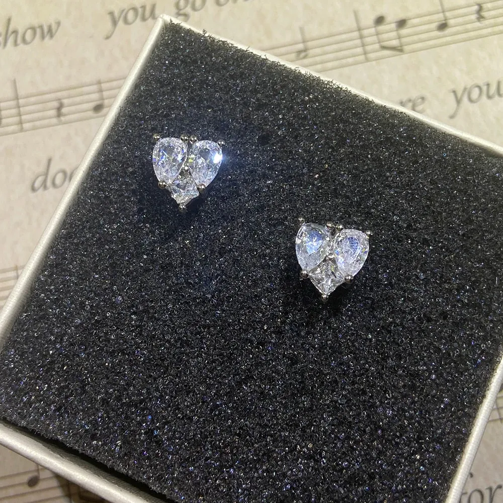 Silver Classic Round Cubic Zirconia Stud Earrings