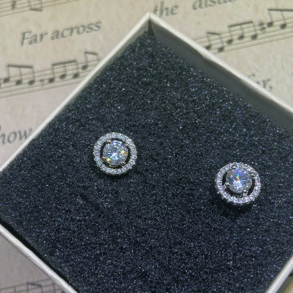 Silver Classic Round Cubic Zirconia Stud Earrings