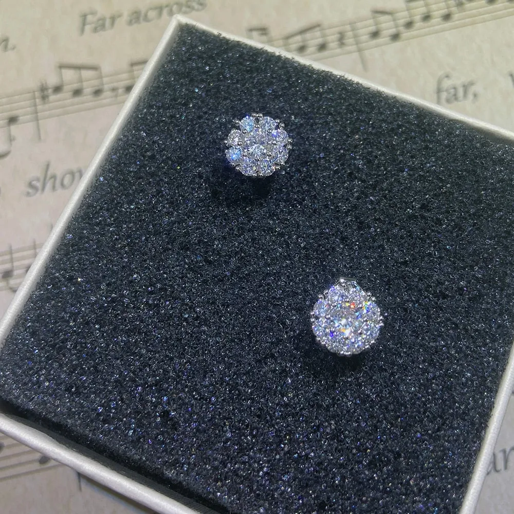 Silver Classic Round Cubic Zirconia Stud Earrings