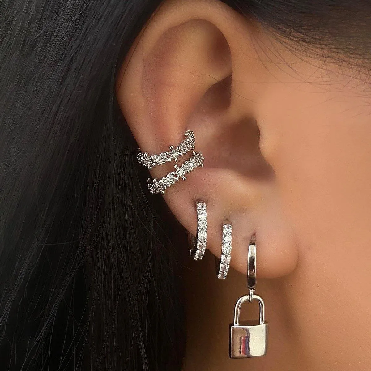 Silver Huggie Hoop Earrings