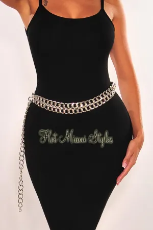 Silver Metal Layered Chain Belt