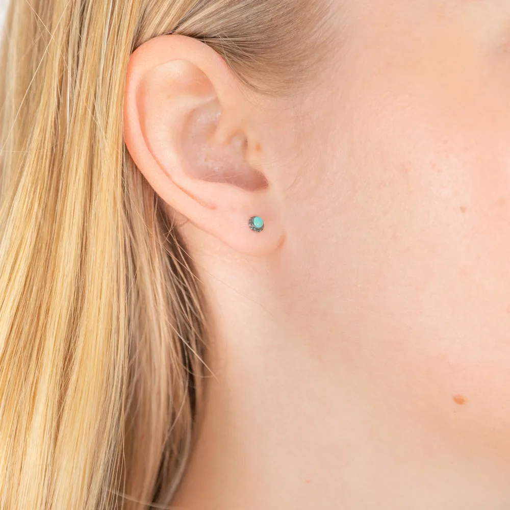 Sterling Silver Created Turquoise Stud Earrings