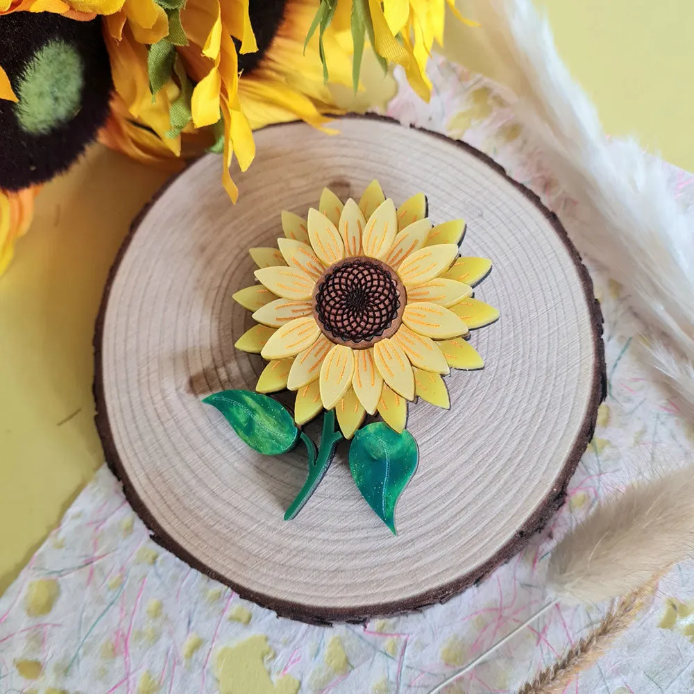 Sunflower Brooch by Cherryloco