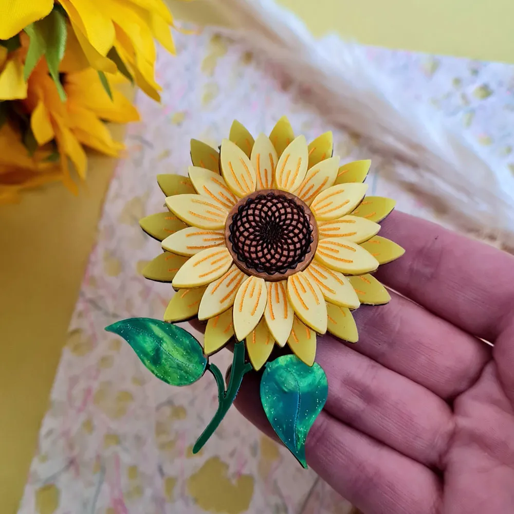 Sunflower Brooch by Cherryloco