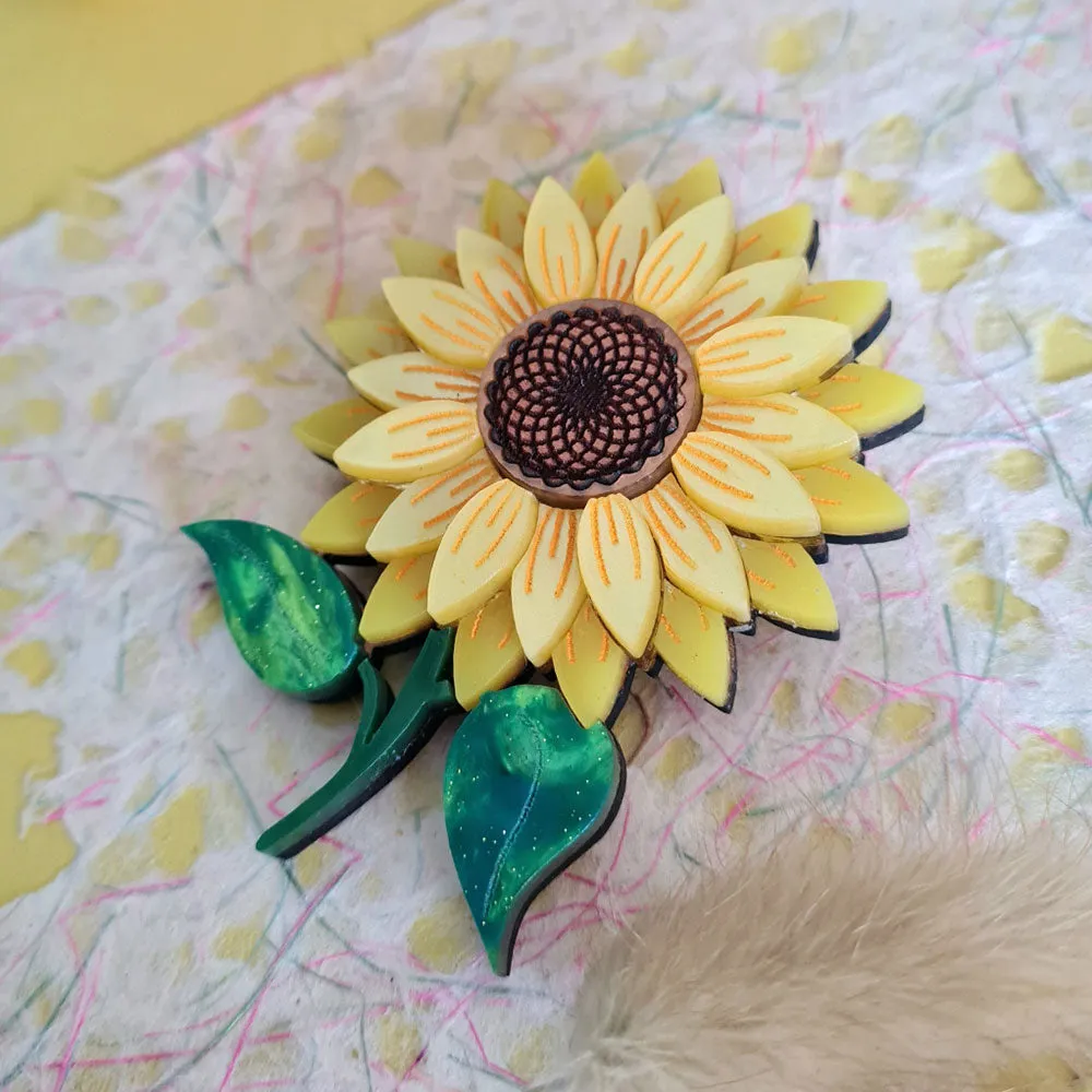 Sunflower Brooch by Cherryloco