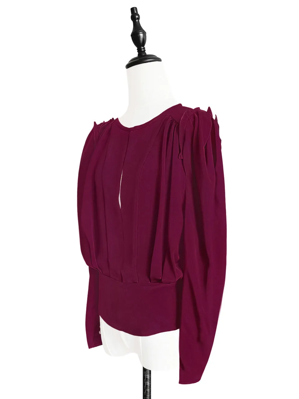 Surprise Sale! Merlot Retro Vibe Silky Statement Blouse