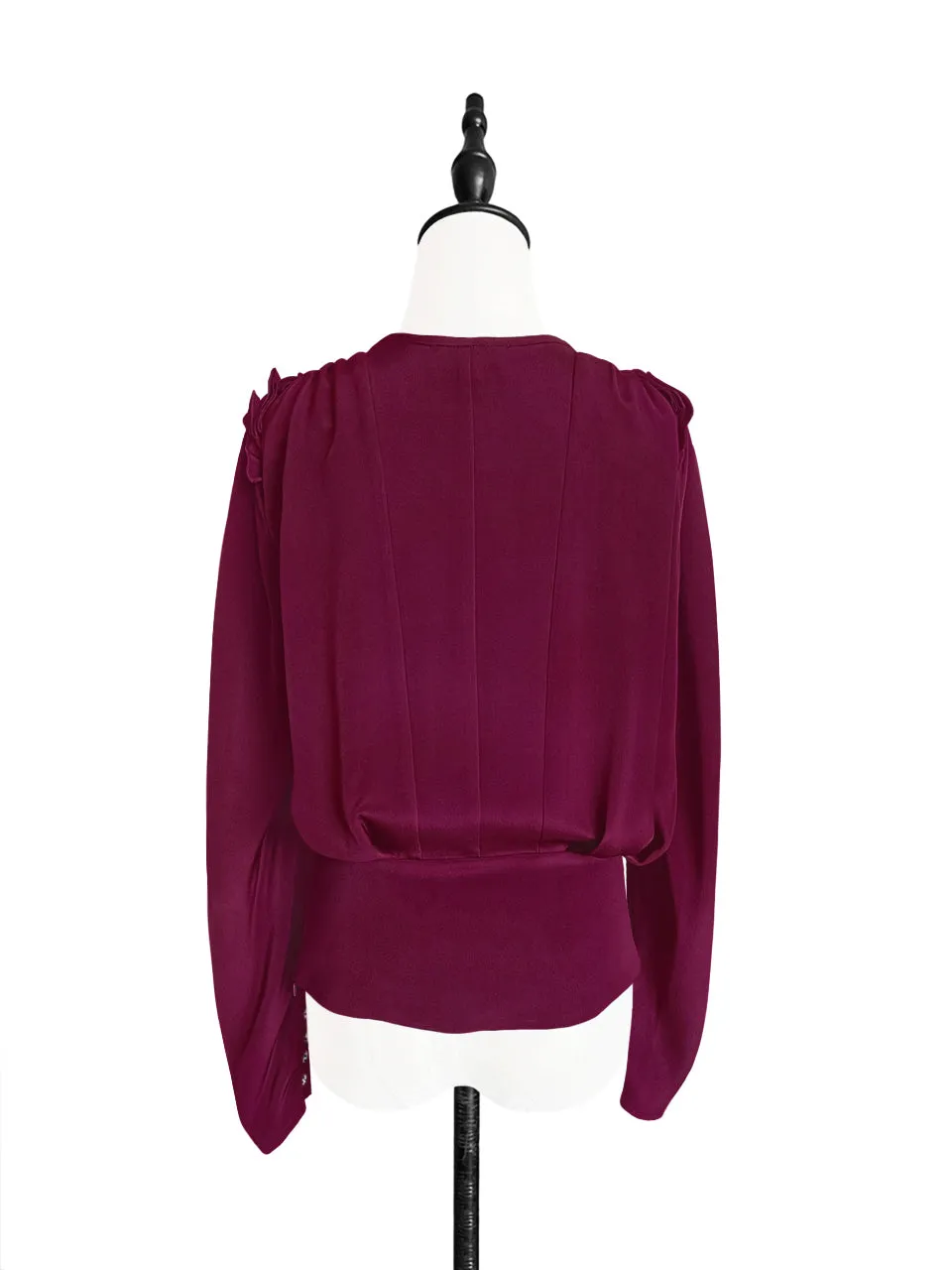 Surprise Sale! Merlot Retro Vibe Silky Statement Blouse