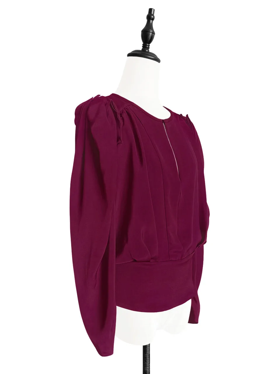 Surprise Sale! Merlot Retro Vibe Silky Statement Blouse